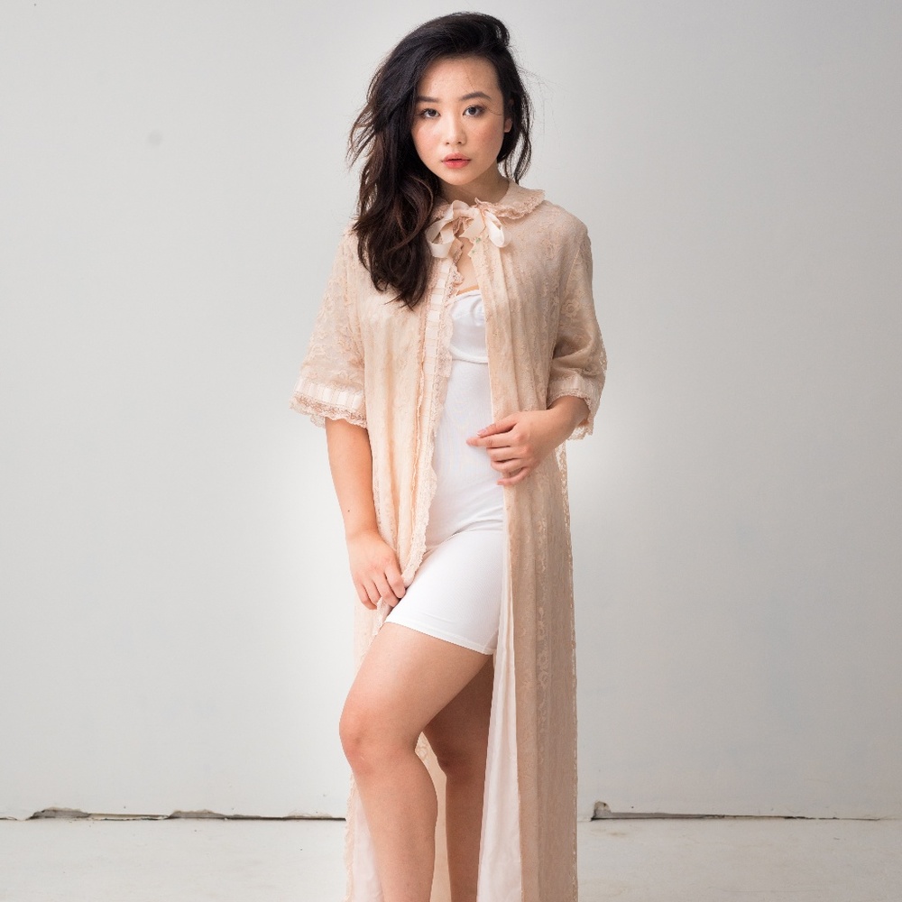 Champagne Vintage Babydoll Lace Cape